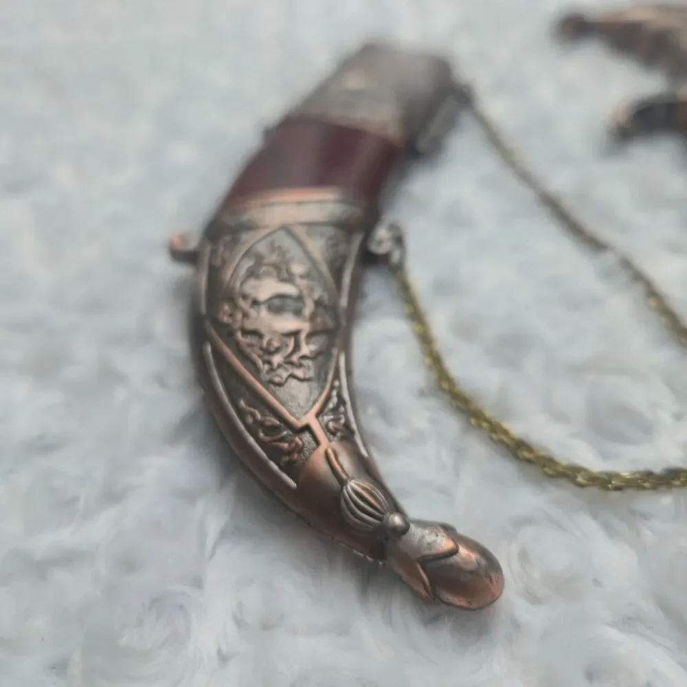Style Curved Scimitar Dagger Horse Head Pommel Scabbard Sheath 12 Brown